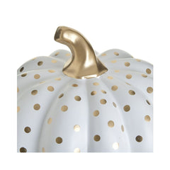 Decoratiune alb/auriu din ceramica dovleac Φ24Χ20 Inart