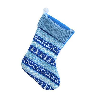 Set 5 decoratiuni de Craciun MagicHome, ciorap albastru, motiv de Craciun