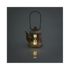 Decoratiune de Craciun maro/alb din polirasina Tea kettle 18 cm Inart