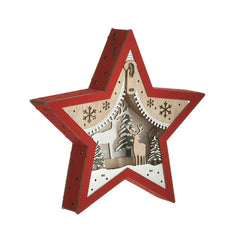 Decoratiune de perete luminoasa din MDF 31Χ5Χ31 XMAS Star Inart