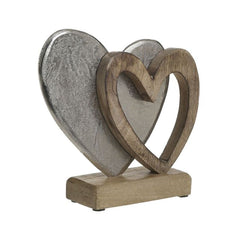 Decoratiune din metal si lemn Hearts 19Χ5Χ18 cm Inart