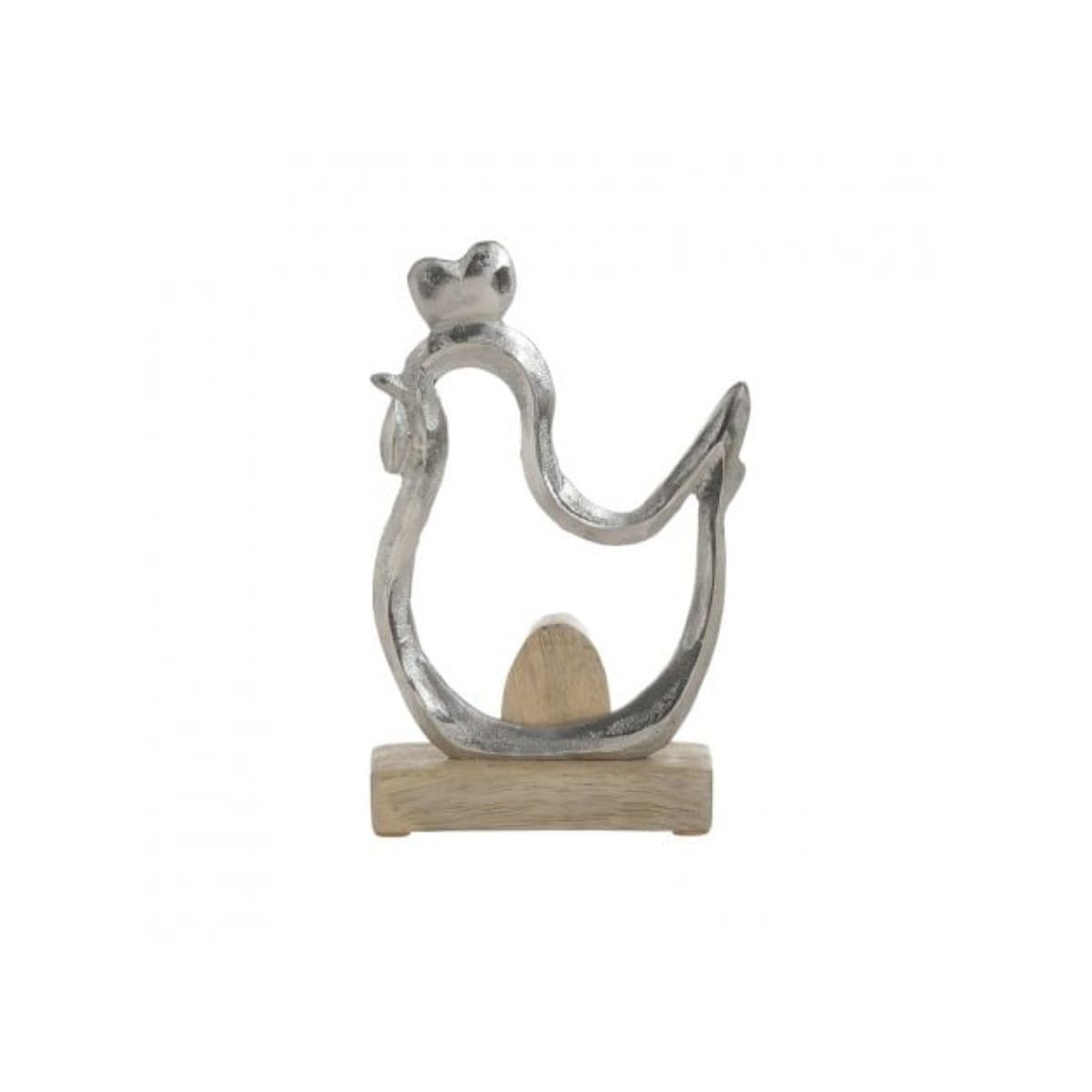 Decoratiune gaina natural si argintiu, 22 cm, 1, hectarul.ro