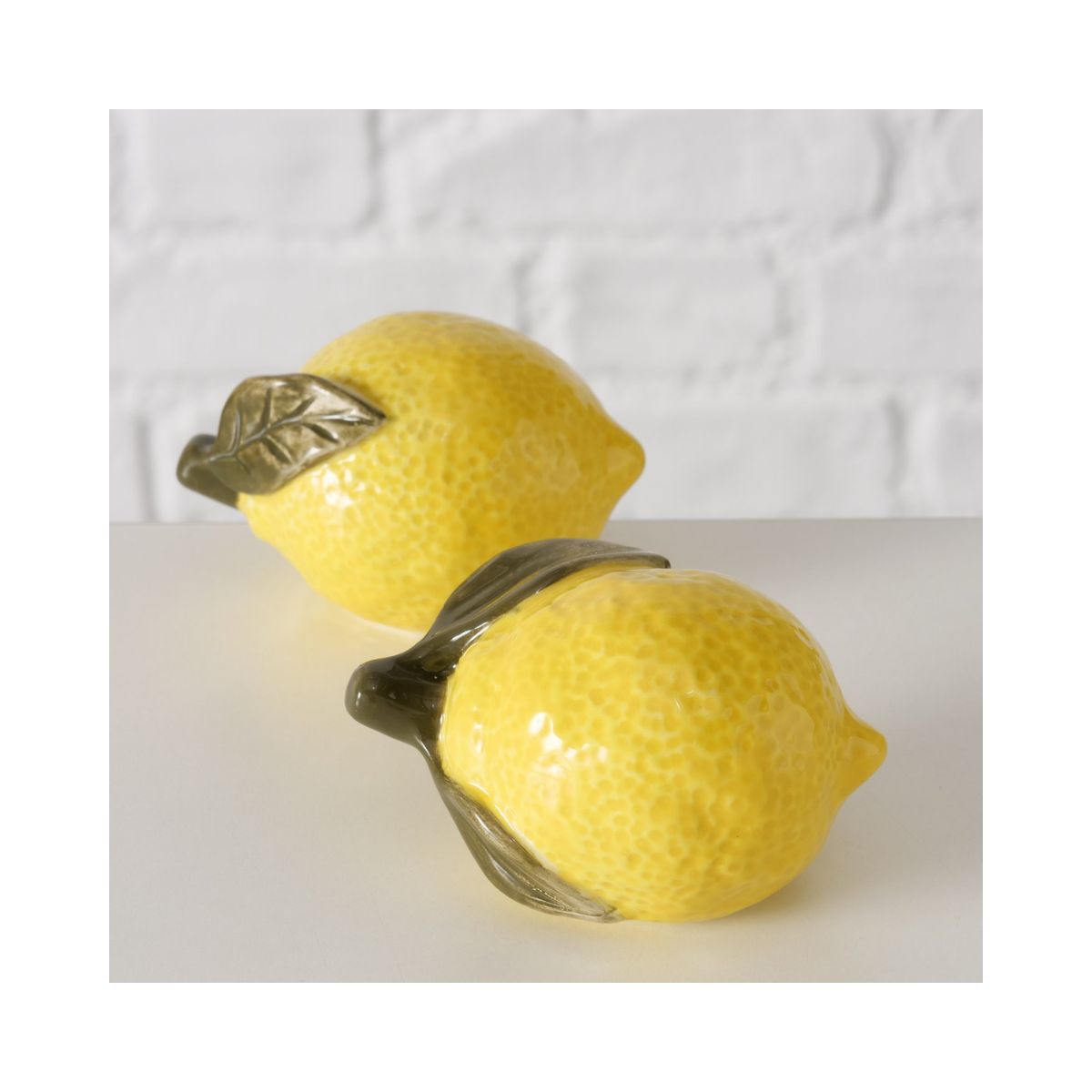 Decoratiune galbena din ceramica 9 cm Zitronella 1 leaf Boltze, 5, hectarul.ro