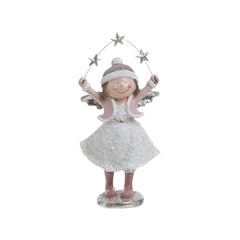 Decoratiune Ingeras alb/roz 9x6x18 cm