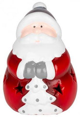 Decoratiune MagicHome Craciun, Mos Craciun, LED, teracota, 8,5x8,2x12,5 cm