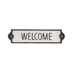 Decoratiune metalica de usa alb/negru 21,2 x 5,1 cm "Welcome"