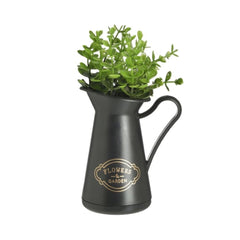 Decoratiune negru/verde din plastic design carafa cu planta Φ11Χ18 Inart