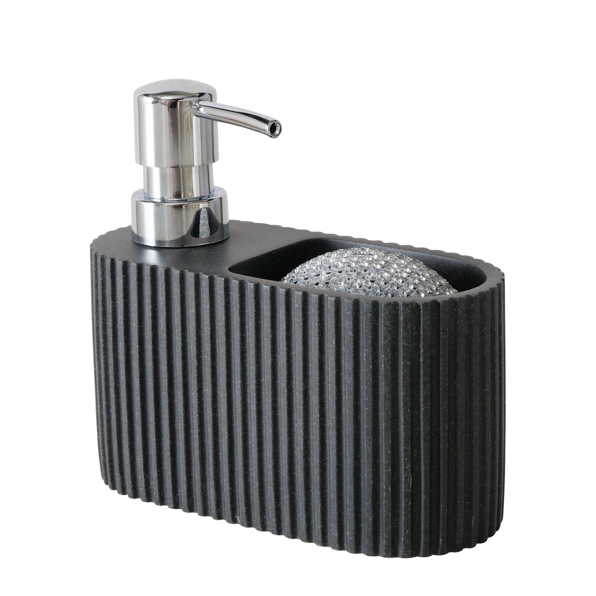 Dispenser detergent lichid cu suport burete, negru, din plastic,  Jiro Boltze