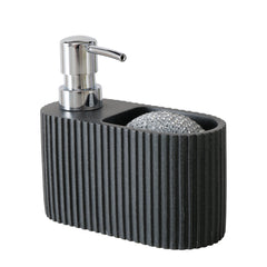 Dispenser detergent lichid cu suport burete, negru, din plastic,  Jiro Boltze