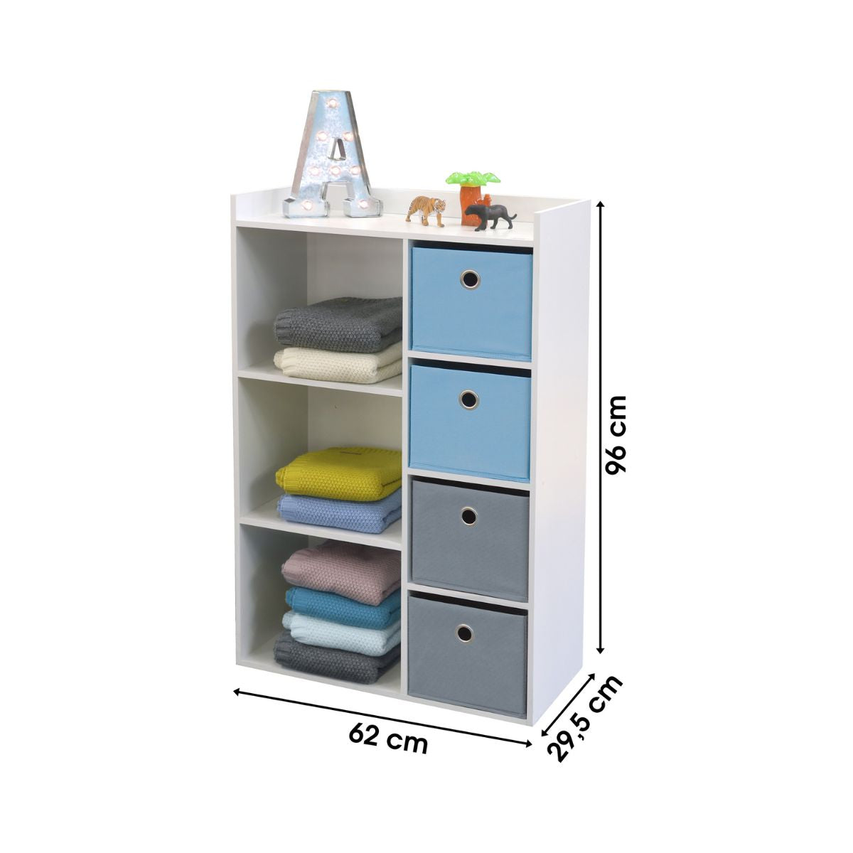 Dulapior copii din MDF si textil albastru/gri 96 cm Happy JudyWild