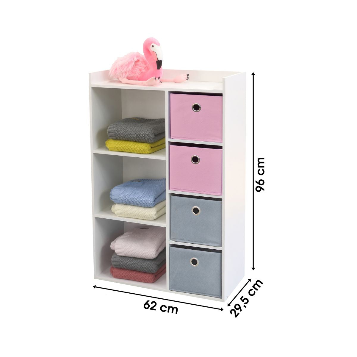 Dulapior copii din MDF si textil roz/gri 96 cm Happy JudyWild