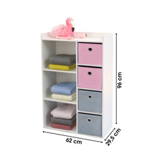Dulapior copii din MDF si textil roz/gri 96 cm Happy JudyWild