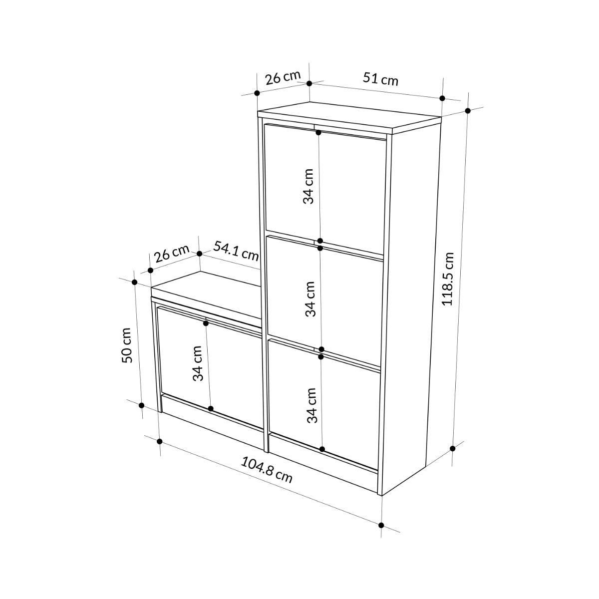 Dulap de pantofi alb din PAL melaminat 105x118 cm Dude Decortie