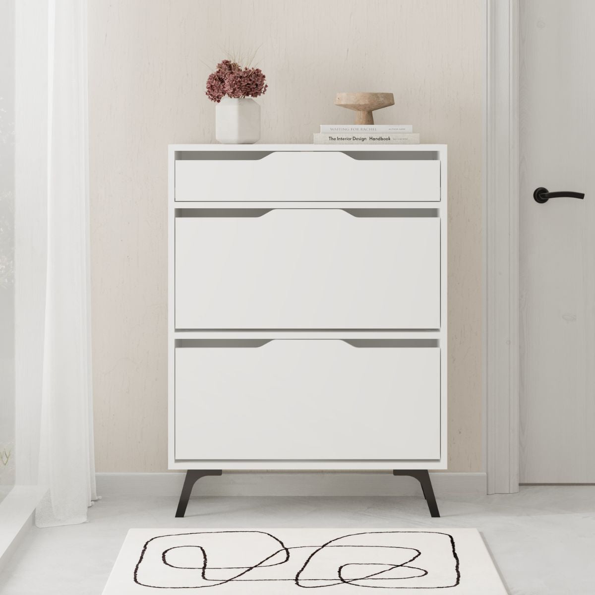 Dulap de pantofi alb din PAL melaminat 110 cm Asta Decortie