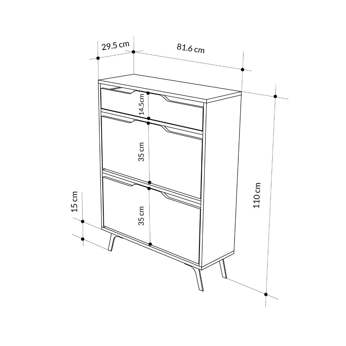 Dulap de pantofi alb din PAL melaminat 110 cm Asta Decortie