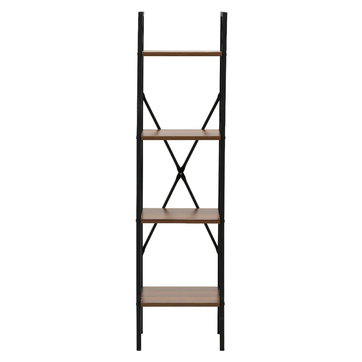 Etajera cu 4 rafturi , metal si MDF, maro-negru, 150x38x31 cm