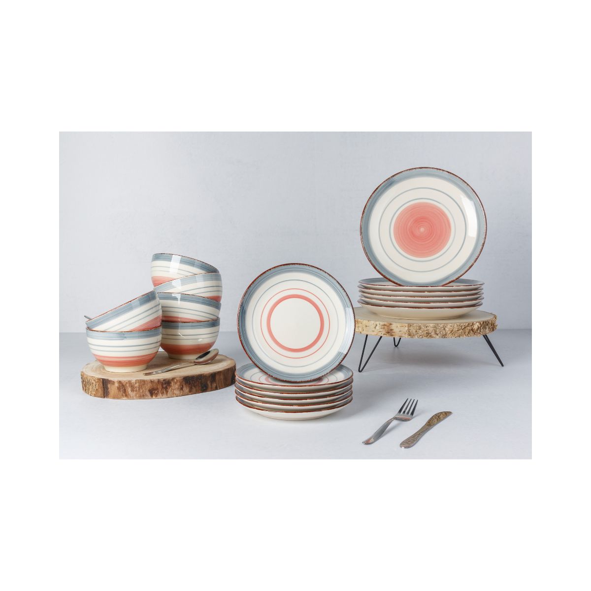 Farfurie roz/multi din material ceramic Ø27 cm Larissa Cosy&Trendy, 2, hectarul.ro