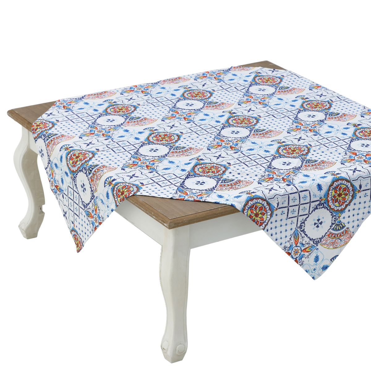 Fata de masa 90x90 alb/ albastra, 1, hectarul.ro