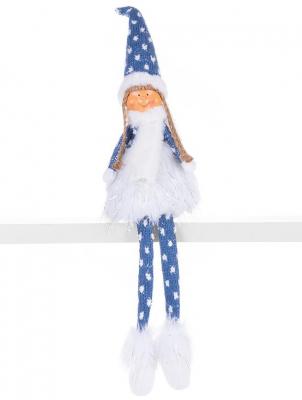 Figurina de Craciun Fetita cu fusta groasa MagicHome, albastru cu gri, 14x11x62 cm, 1, hectarul.ro