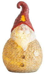 Figurina de Craciun MagicHome, Mos Craciun rotund mic, LED, 19,5 cm