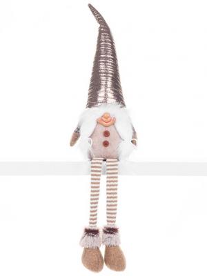 Figurina de Craciun Spiridus cu picioare lungi MagicHome, argintiu cu gri, 17x12x59 cm