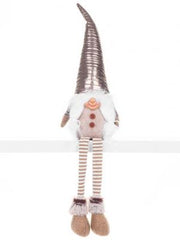 Figurina de Craciun Spiridus cu picioare lungi MagicHome, argintiu cu gri, 17x12x59 cm