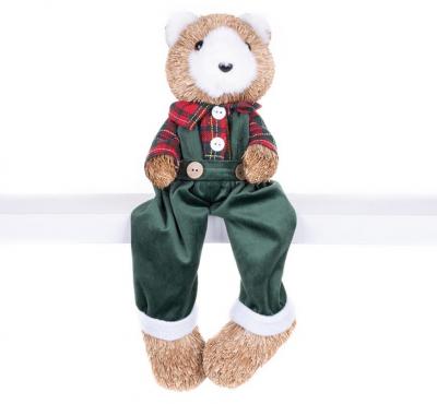 Figurina de Craciun Urs in camasa cu carouri MagicHome, 17x14x26 cm