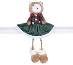 Figurina de Craciun Urs in rochie verde MagicHome, 17x14x26 cm