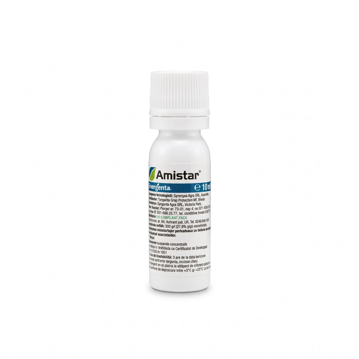 Amistar 10 ml, fungicid Syngenta cu azoxistrobin 250 g/l, pentru alternarioză, făinare, mană, antracnoză și putregaiuri la legume și căpșun.