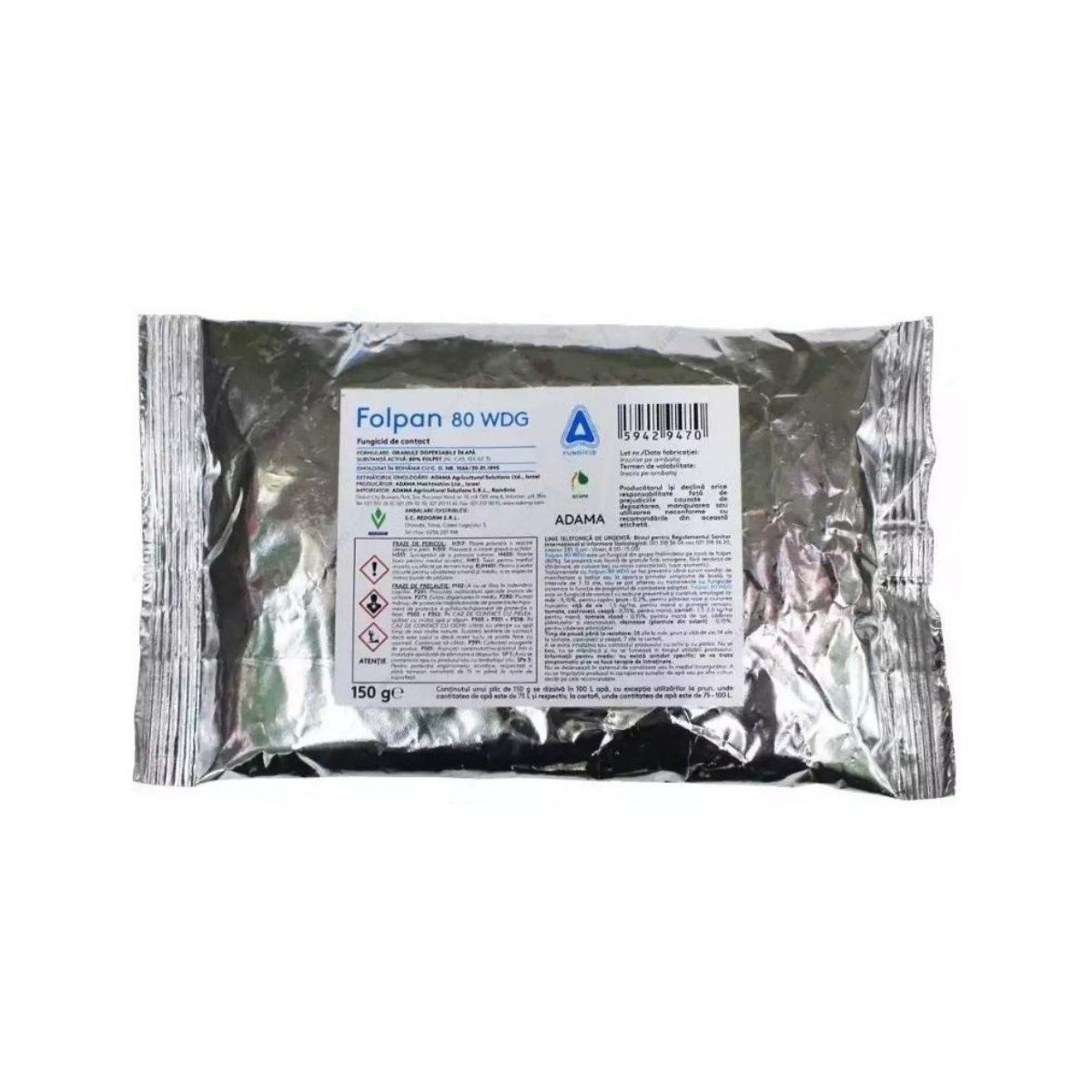 Fungicid pentru vita de vie, legume, pomi fructiferi si cartof,  150 grame, Folpan 80 WDG, ADAMA AGRICULTURAL
