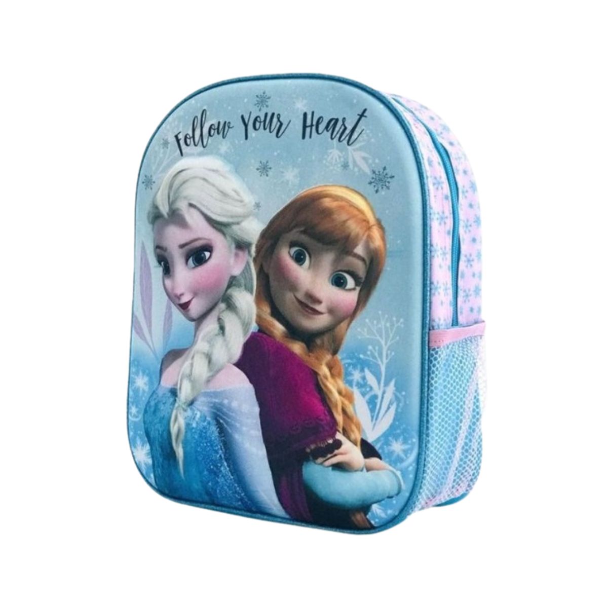 Ghiozdan 3D Frozen pentru gradinita, Ana si Elsa , roz/bleu32 Cm