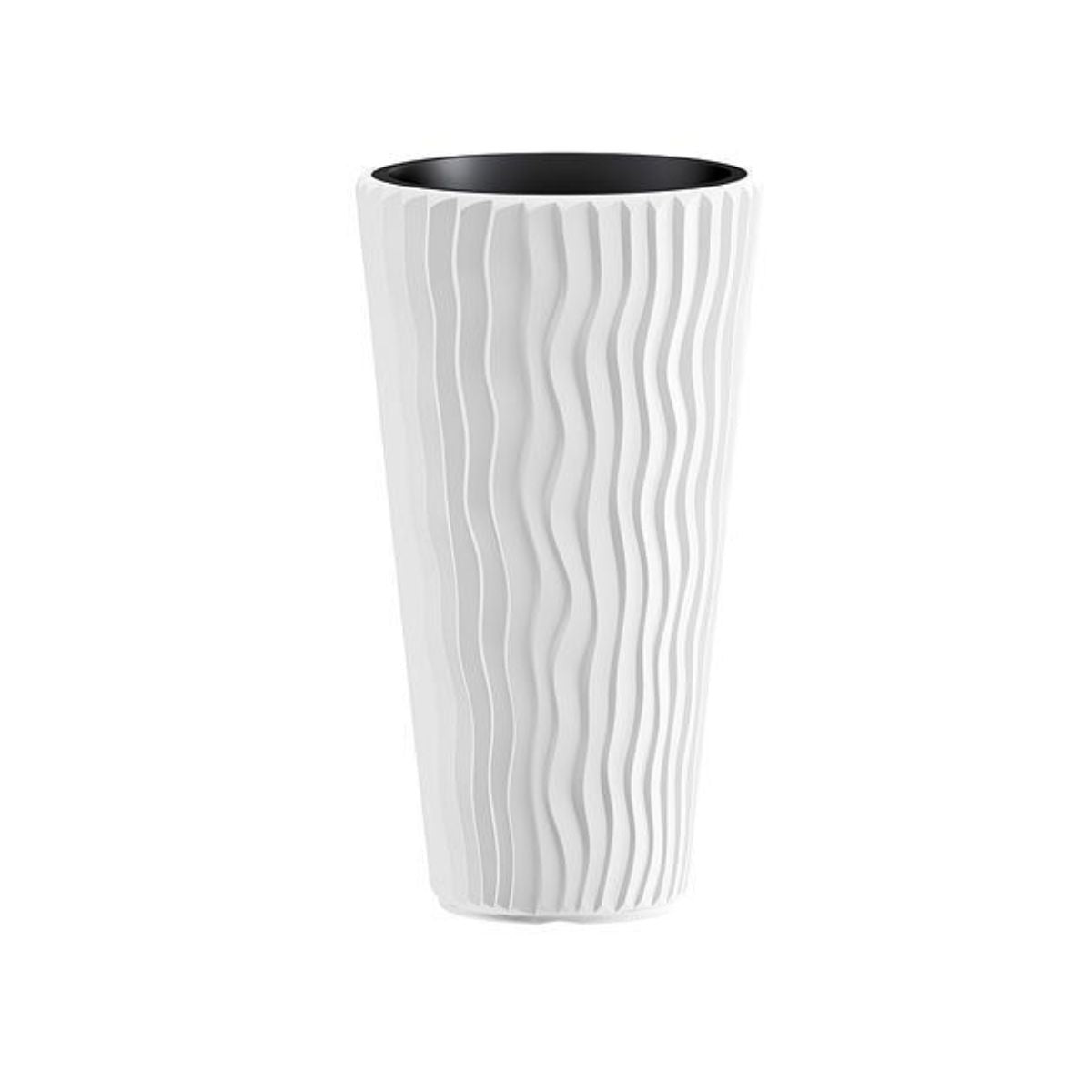 Ghiveci decorativ cu suport interior Sandy Slim, culoare alb, 70 cm inaltime, 45 l volum
