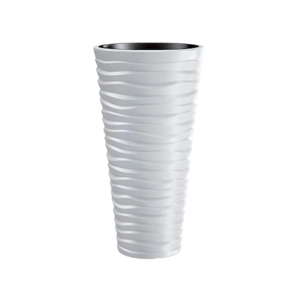 Ghiveci decorativ de flori SAND Slim 400, cu suport interior 390x750 mm, alb, 1, hectarul.ro