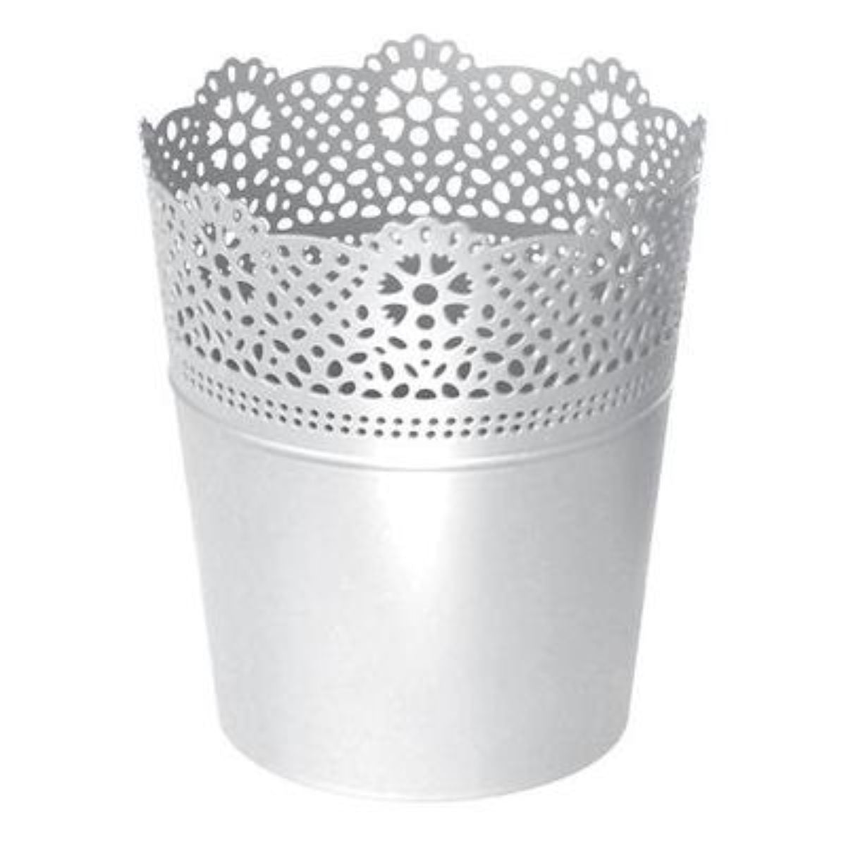 Ghiveci din plastic Lace, alb D 14 cm