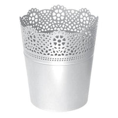 Ghiveci din plastic Lace, alb D 14 cm