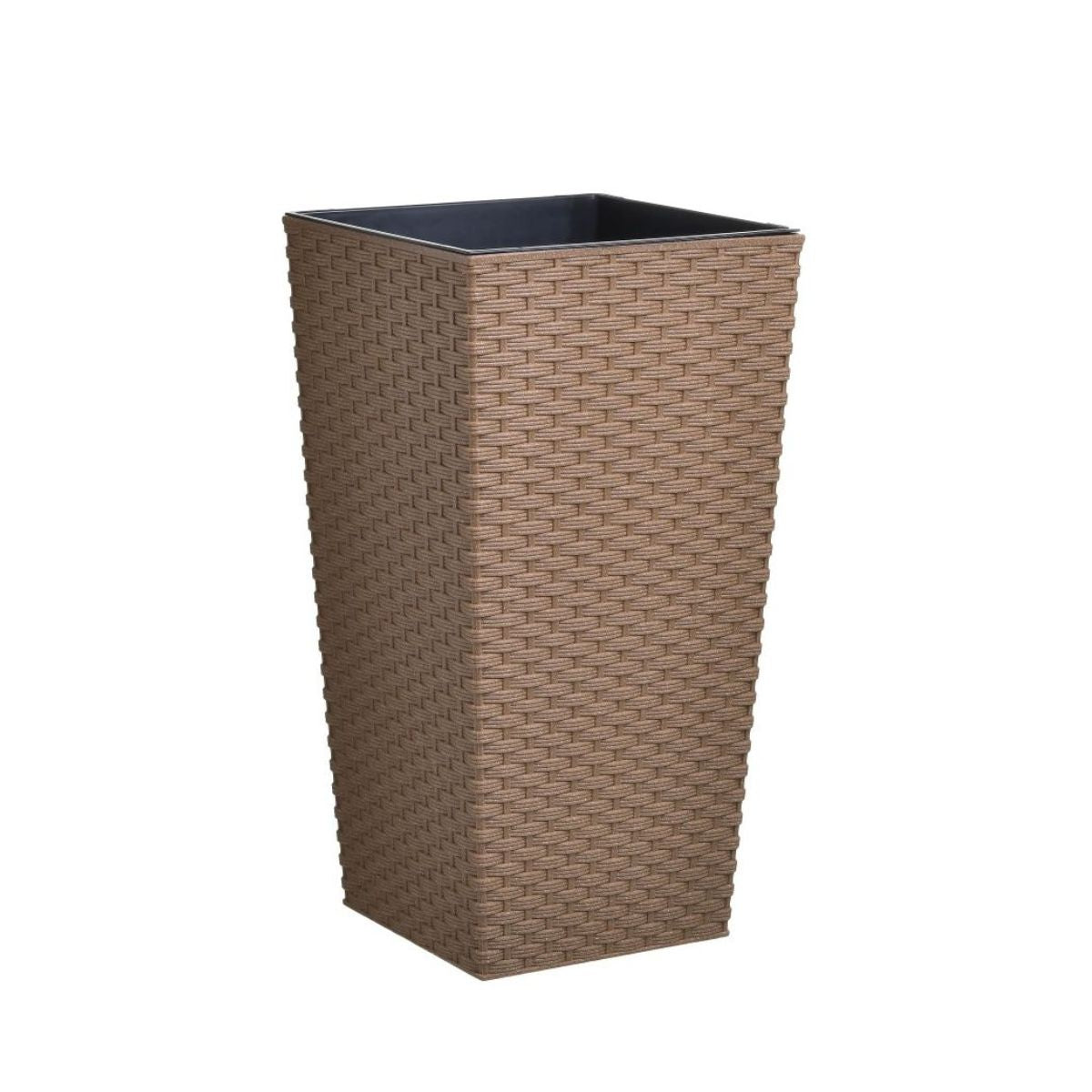 Ghiveci maro din plastic 24X24Χ47 Inart, 1, hectarul.ro