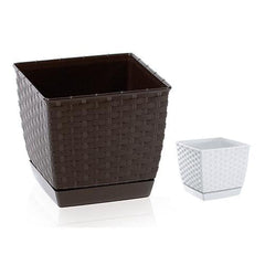 Ghiveci patrat imitatie ratan Ratolla 19 cm, 3.8L, maro