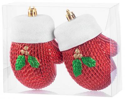 Globuri de Craciun MagicHome, set, 2 buc, 10 cm, manusi, rosu