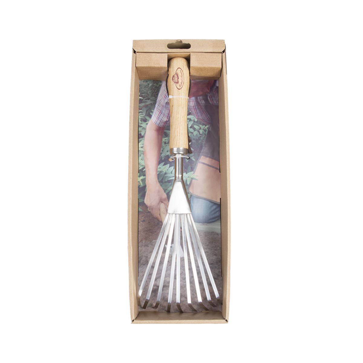 Grebla de mana pentru frunze din inox si lemn 37 cm Esschert Design