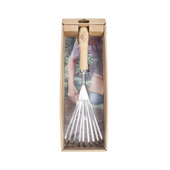 Grebla de mana pentru frunze din inox si lemn 37 cm Esschert Design