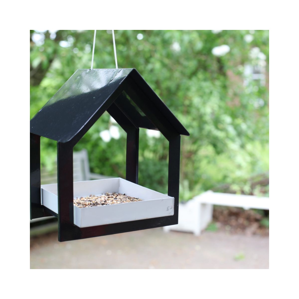 Hranitoare pentru pasari antracit/alb din otel Esschert Design, 3, hectarul.ro