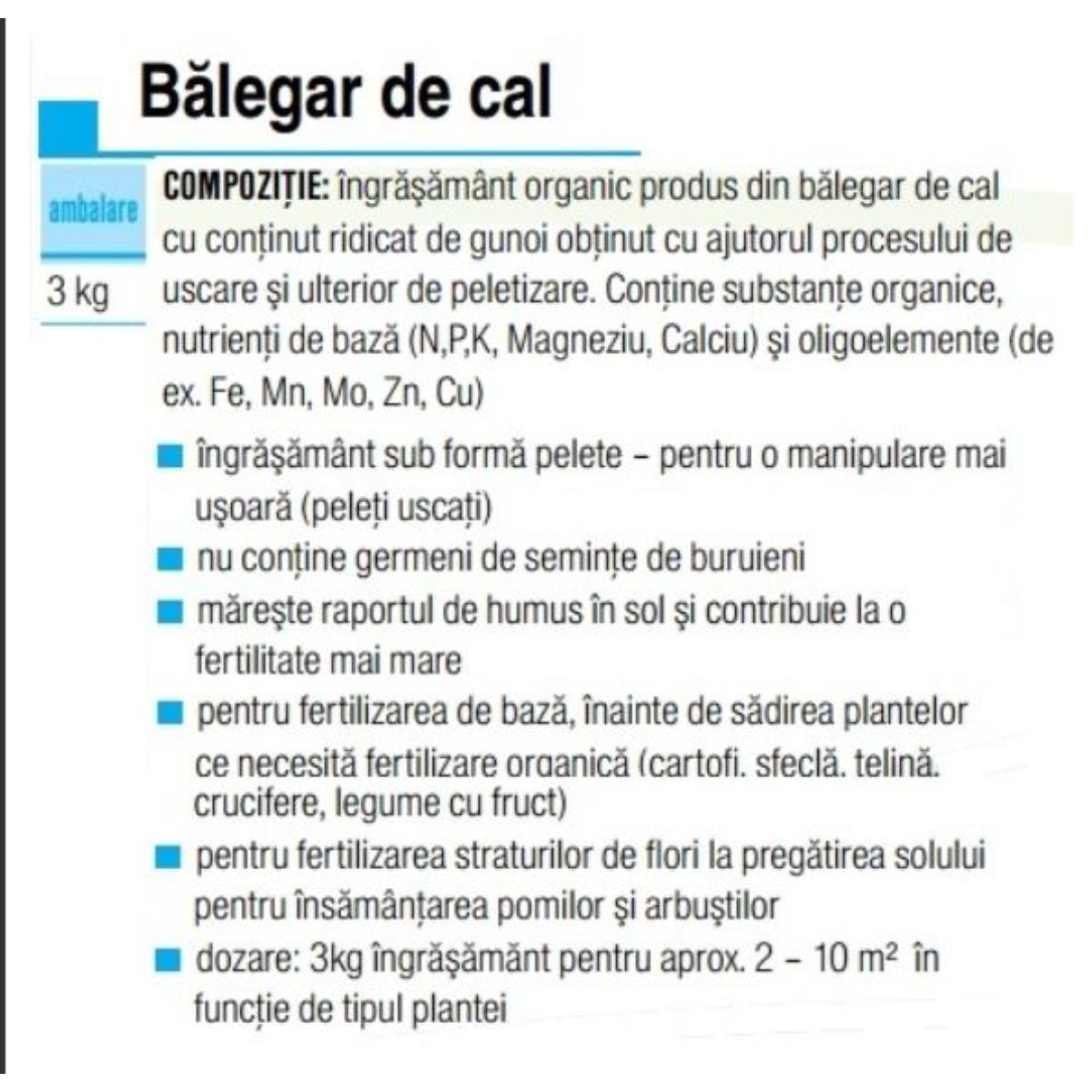Ingrasamant Balegar de cal  AGRO 10 kg
