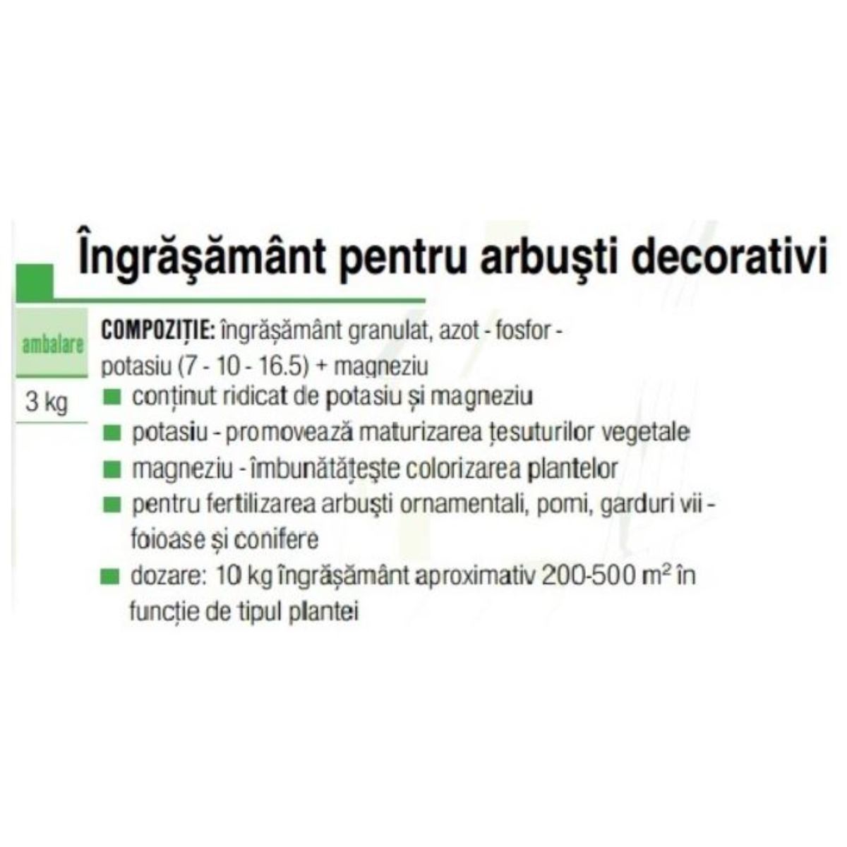 Ingrasamant mineral  arbusti decorativi 1770 AGRO 3 kg
