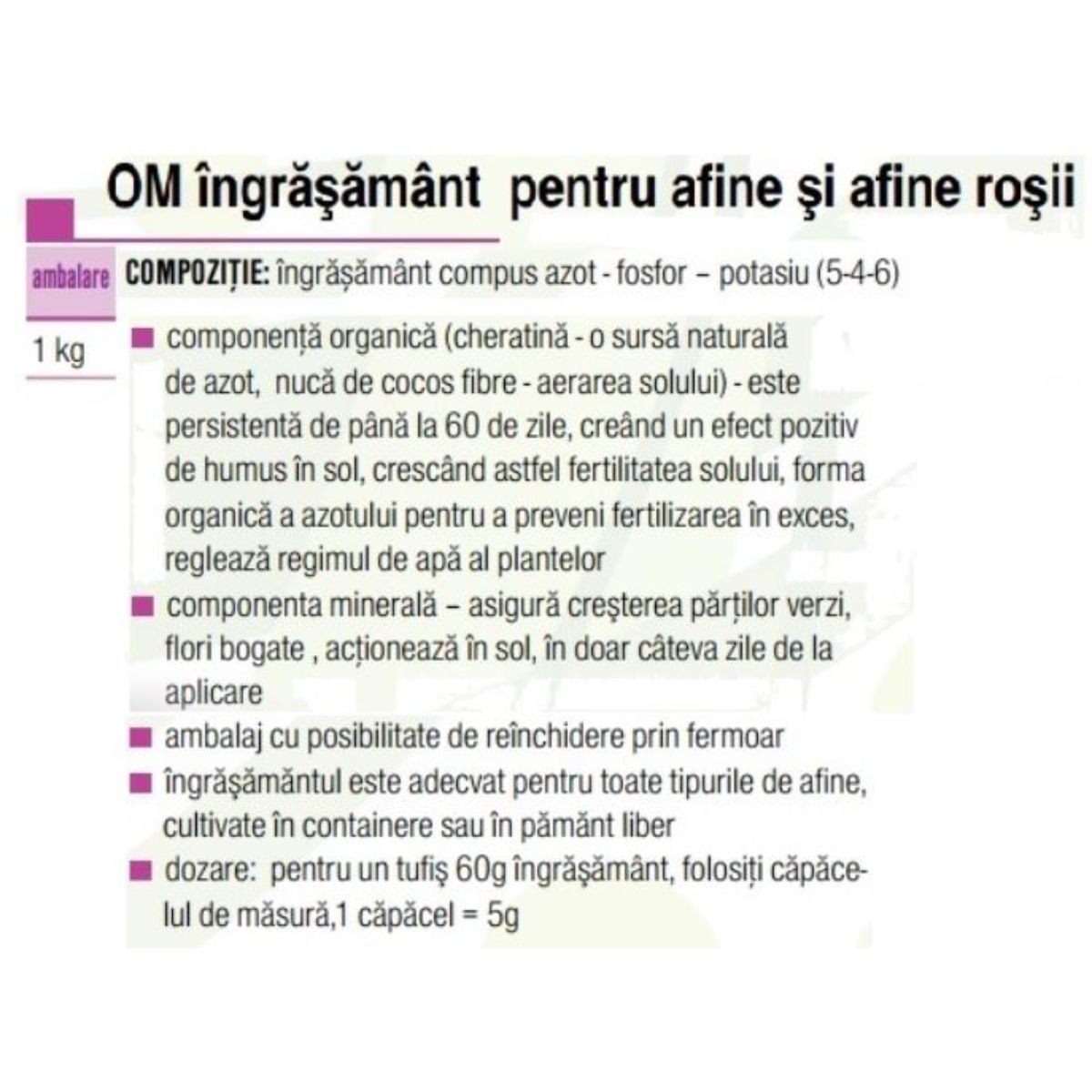 Ingrasamant organo-mineral afine si afine rosii  AGRO 1 kg