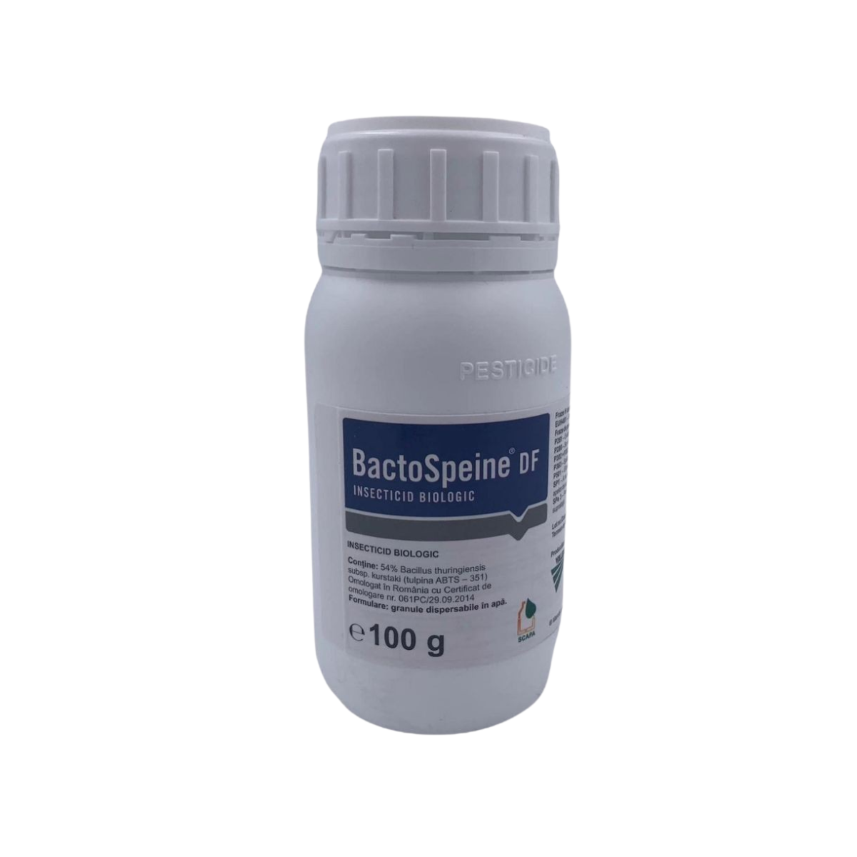 Insecticid ecologic legume, vita de vie, pomi fructiferi, capsuni, cultura mare Bactospeine DF, 100 grame