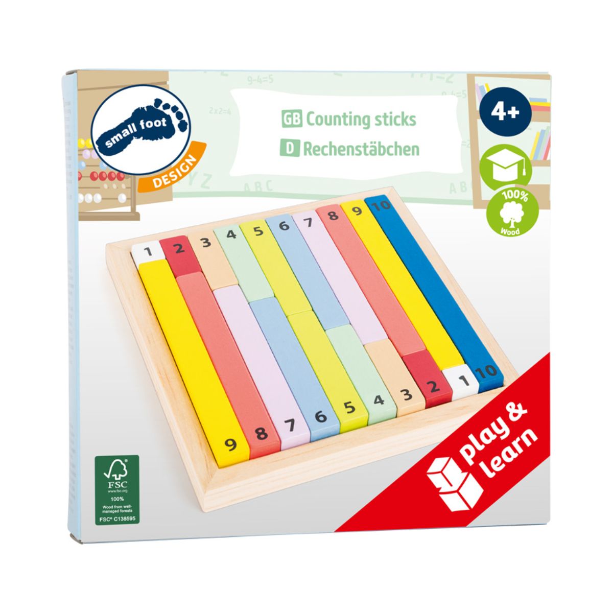 Joc de numarat Counting Sticks 17x17 cm Educate Small Foot, 6, hectarul.ro