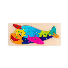 Jucarie educativa, puzzle 3D din lemn incastru, Avion cu cifre, 12 piese, WD 2051-G