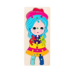 Jucarie educativa, puzzle 3D din lemn incastru, Fetita cu cifre,11 piese, WD 2051-D