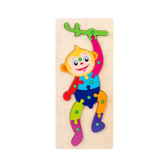 Jucarie educativa, puzzle 3D din lemn incastru, Maimutica cu cifre,10 piese, WD 2051-B