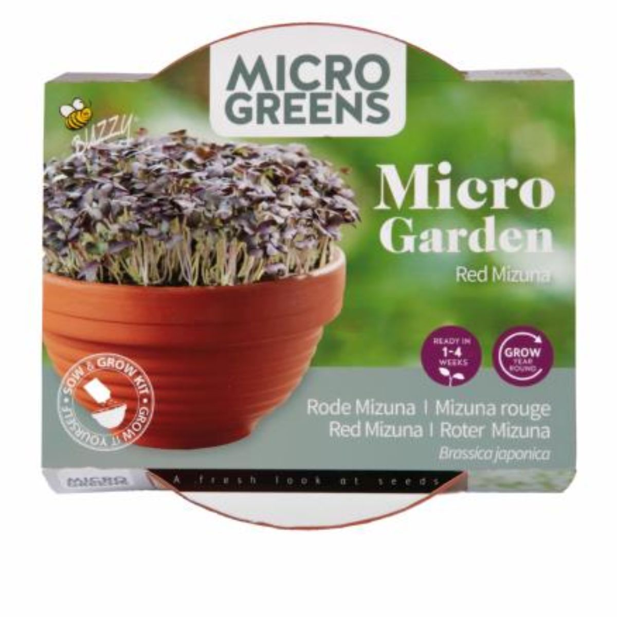 Kit de crestere germeni, mizuna rosie,BUZZY, 1, hectarul.ro